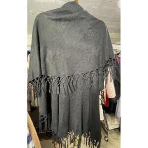 Fringed Sweater Vest One Size Fringed Boho Black Cardigan Shawl collar